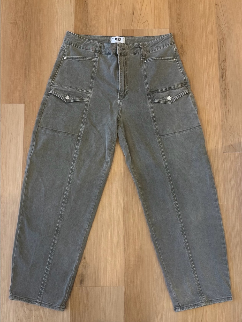 PAIGE Women's Alexis Cargo Jeans in Vintage Ivy Green
